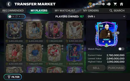 FC Mobile ACCOUNT  123 OVR - High-Value Players Collection WITH  800 MILION COINS