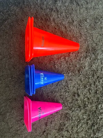 Set of 3 Small Training Cones (Orange, Blue, Pink) - Good Condition