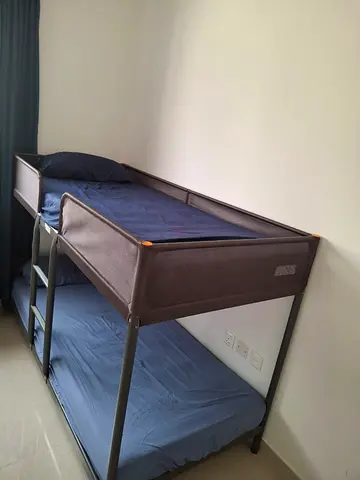 IKEA Metal Bunk Bed with Guard Rails — Good Condition. With 2 IKEA mattresses