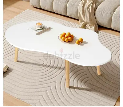 Modern Coffee Table for Living Room, Large Oval Coffee Table with Wood legs