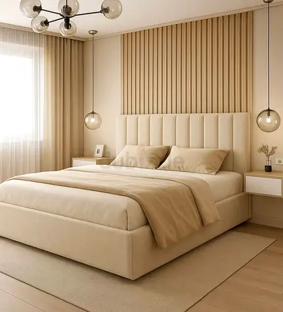 Brend New fabric wooden King size 180x200 Bed with Madical Matress Available