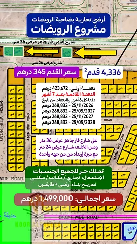 فرصة استثمارية ذهبية تملك حر لكل الجنسيات  – أرض تجارية في قلب مشروع الرويضات
