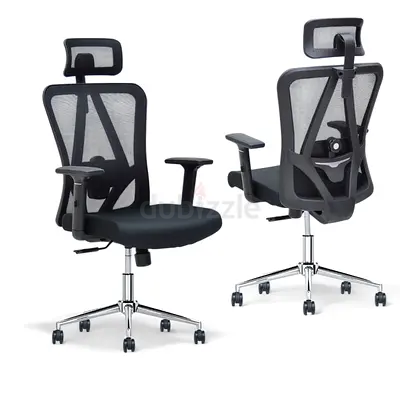 Ergonomic Mesh Office Chair with Headrest — Adjustable Lumbar Support