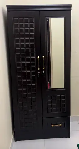 2 Door Wardrobe with Mirror and Bottom Drawer