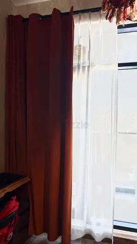 Blackout curtain - orange with white satin layer