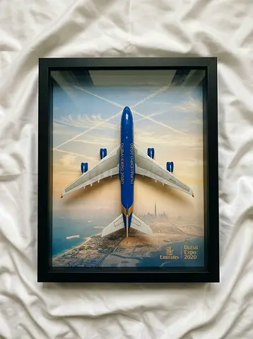 Framed Emirates A380 Model - Dubai Expo 2020 Memorabilia