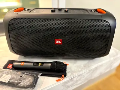 JBL Portable Party Speaker with Mic — RGB Lights, Strap (Good Condition)