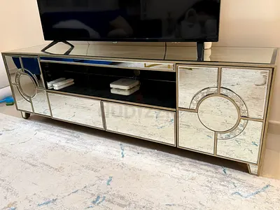 Mirrored TV Console / Entertainment Unit - Modern Glam