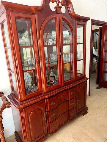 Large Cherry Wood China Cabinet / Display Hutch – Excellent Condition