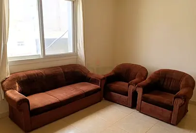 Brown 3-Seater Sofa with Two Matching Armchairs - Good Condition