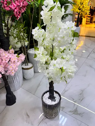 Talls White Artificial Blossom Tree in Decorative Pot