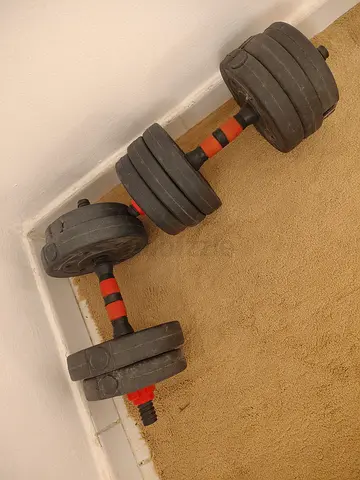 Pair of adjustable dumbbells with weight plates (used)
