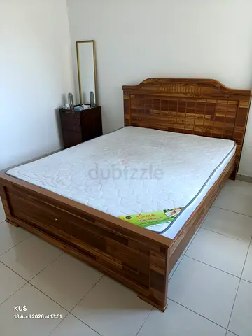 Queen size cot Bed Frame with Mattress - Good Condition