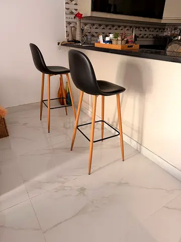 Set of 2 Modern Black Dining/Bar Chairs with Wooden Legs - Jysk less than a year 150 each
