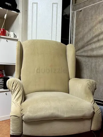 2 Recliners Beige Plush Armchair- Both in Good Condition