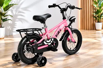 Kids 12-18 inch Pink Bicycle with Training Wheels — new