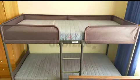 Metal Bunk Bed Frame with Mattresses - Good Condition