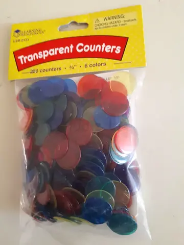 Bag of 250 Transparent Counting Counters - Assorted Colors, Brand New