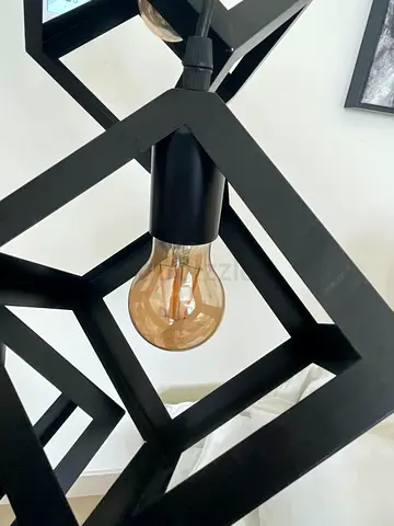 Modern Geometric Black Ceiling Light Fixture - 3 Bulb