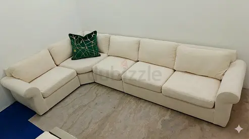 Pottery barn beige color corner sofa for sale