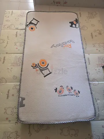 Used Foam Mattress Topper / Baby Mattress - White with Grey Pattern, Good Condition