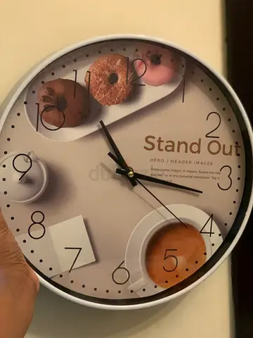 Round Wall Clock with Coffee  Donut Design (Functional)