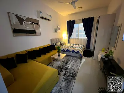 🏡 فرصة ذهبية أفخم استوديو مفروش بالكامل للإيجارالشهري اول ساكن في الروضة 2 – عجمان ✨
