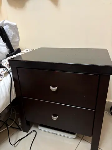 URGENT SALE - Dark Solid Wood Bedside Nightstand with 2 Drawers (set of 2)