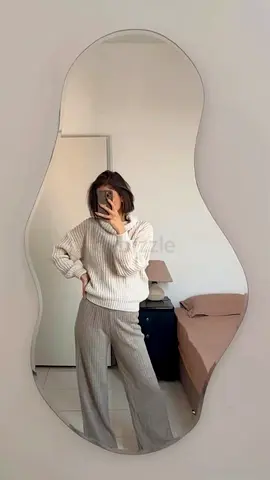 Large Curvy LED Backlit Decorative Wall Mirror - Modern Shape