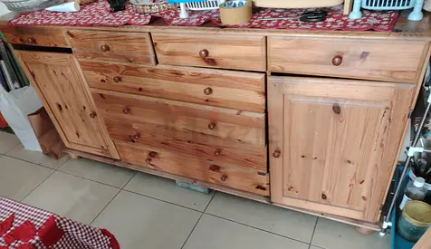 Solid Pine Sideboard / Buffet Cabinet - 3 Drawers + 2 Doors