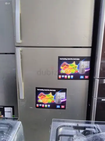 Double-door stainless steel refrigerator - good working condition