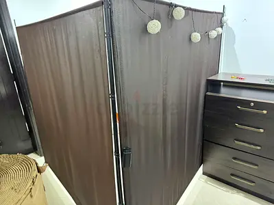 Brown Folding Room Divider / Privacy Screen - 4 Panel