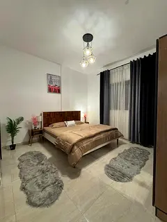 Luxury bedroom and living room for monthly rent on Ajman Corniche at an unexpected price