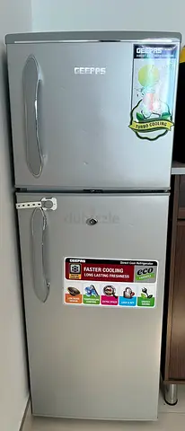 Geepas Double Door Refrigerator - Silver, Good Working Condition