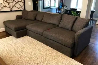 High quality Crate and barrel lounge deep L shape feather filled sofa