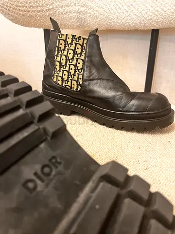 Black leather ankle boots with Dior sole (used)