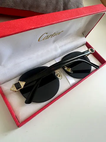 Cartier black round sunglasses in original case