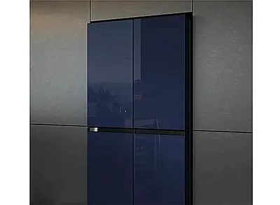 Modern 4-Door Refrigerator - Glossy Dark Blue Finish