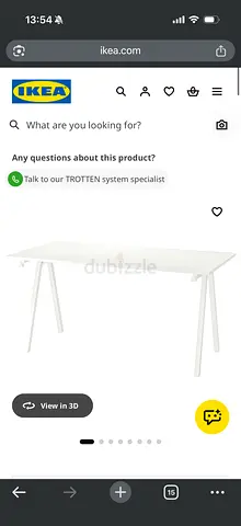 TROTTEN Desk, white, 160x80 cm