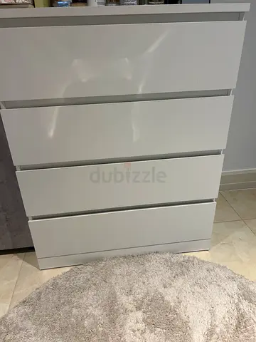 White 4 Drawer Chest Dresser - Modern, Good Condition