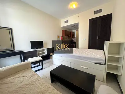 استوديو مفروش | إطلالة على المسبح | شرفة | Kensington Manor JVC