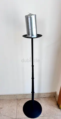 Tall Black Metal Floor Candle Holder / Stand (Single)