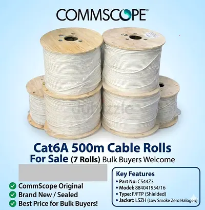 CommScope Cat6A 500m Shielded Cable Rolls  - Brand New Sealed