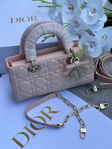 Dior Small Lady Dior Cannage Quilted Leather Bag - Pale Pink