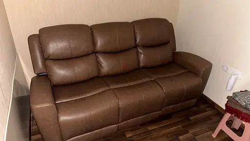 Brown 3-Seater Leather Sofa — Good Condition