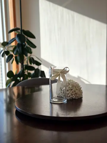 Vase-Clear Glass Cylinder vase with Ribbon — Small Decorative Vase