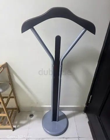 IKEA Standing Clothes Valet / Wooden Hanger Stand - Grey