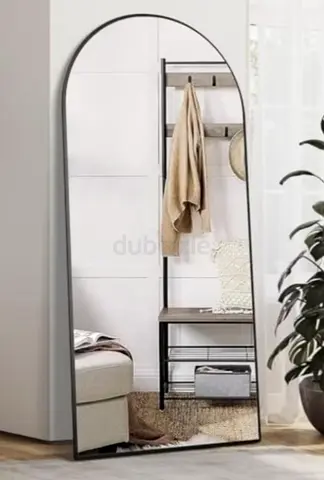 Koonmi 70 × 180cm Round Corner Full Length Floor Standing Mirror for Bedroom