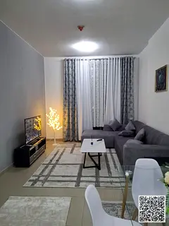 Luxury one-bedroom apartment with a balcony and sea view. Ajman Corniche. Fully furnished, available