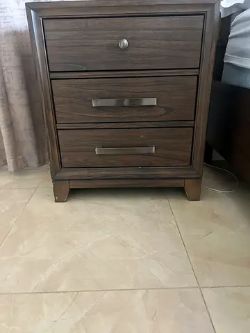 Wooden 3-Drawer Nightstand / Bedside Table